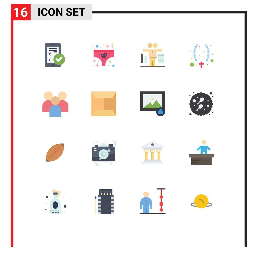 Set of 16 Commercial Flat Colors pack for employee cross underwear christian work Editable Pack of Creative Vector Design Elements