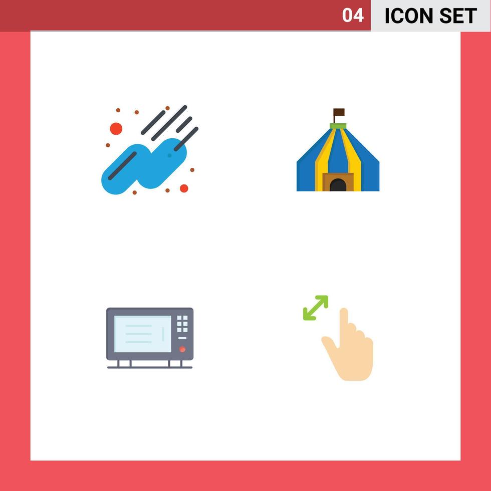 4 Universal Flat Icons Set for Web and Mobile Applications satellite oven tant electric gestures Editable Vector Design Elements