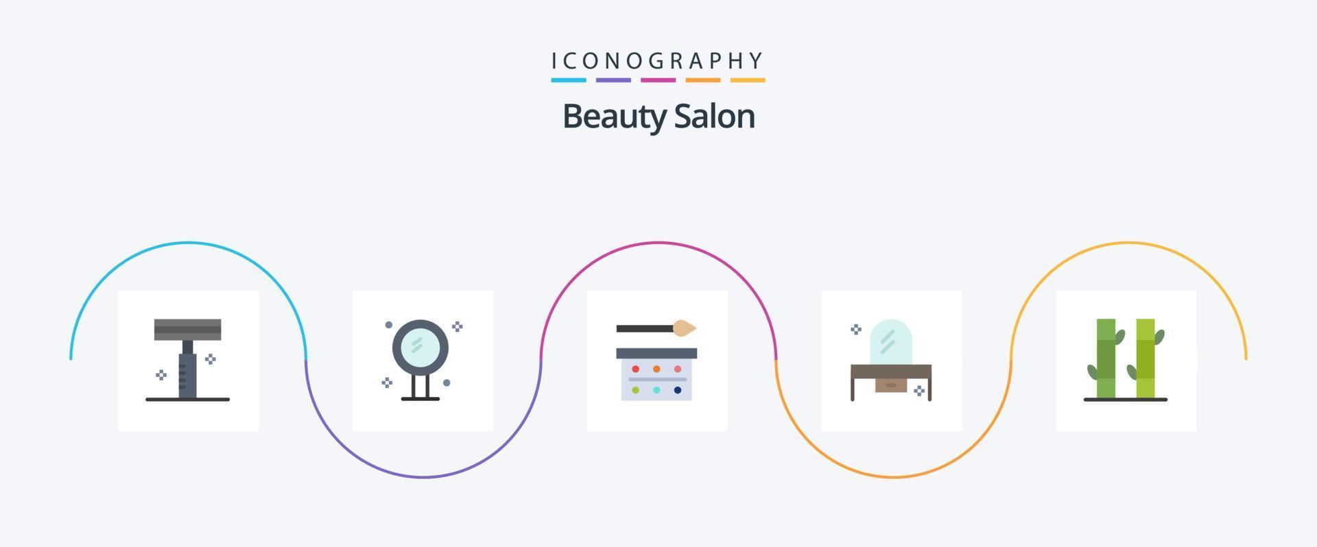 Beauty Salon Flat 5 Icon Pack Including dresser. bedroom. reflection. beauty. eye shadow vector