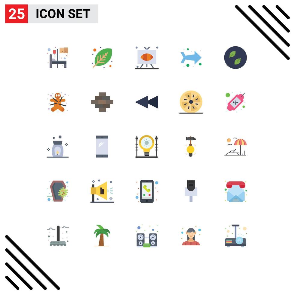 Flat Color Pack of 25 Universal Symbols of ecology left print arrow sports Editable Vector Design Elements