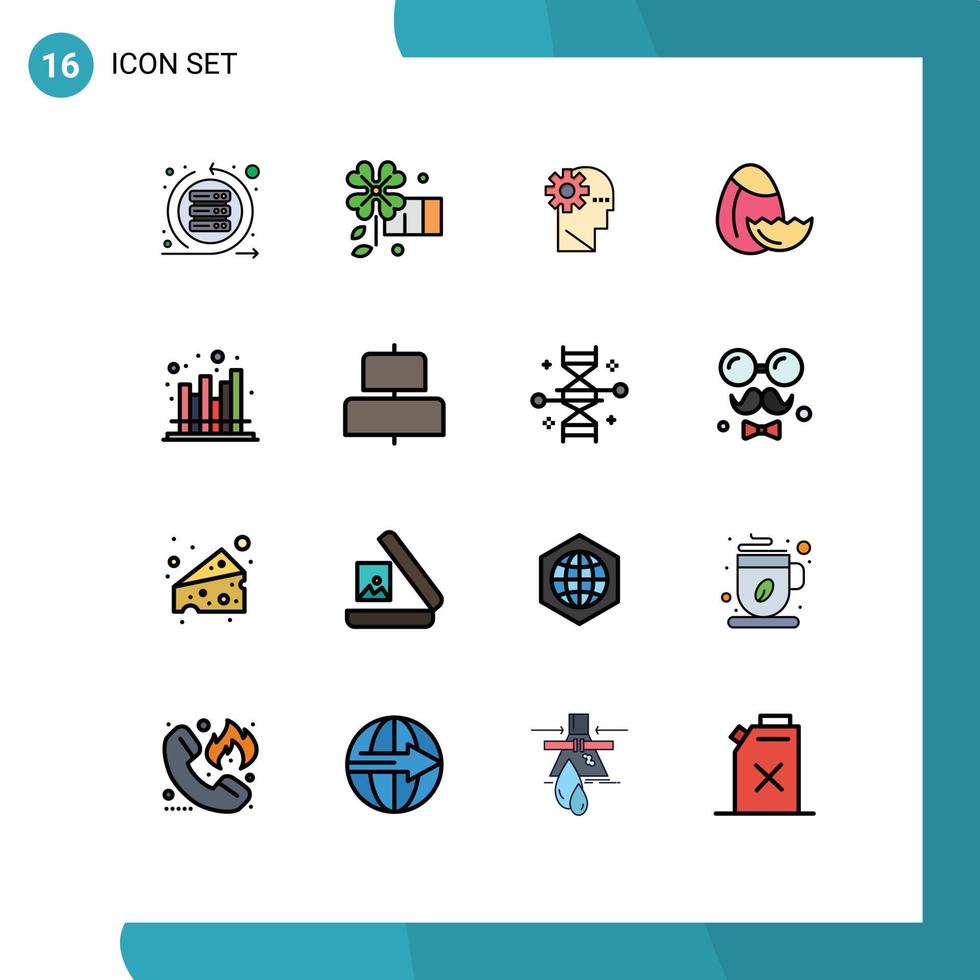 Stock Vector Icon Pack of 16 Line Signs and Symbols for forecast business brain easter egg Editable Creative Vector Design Elements
