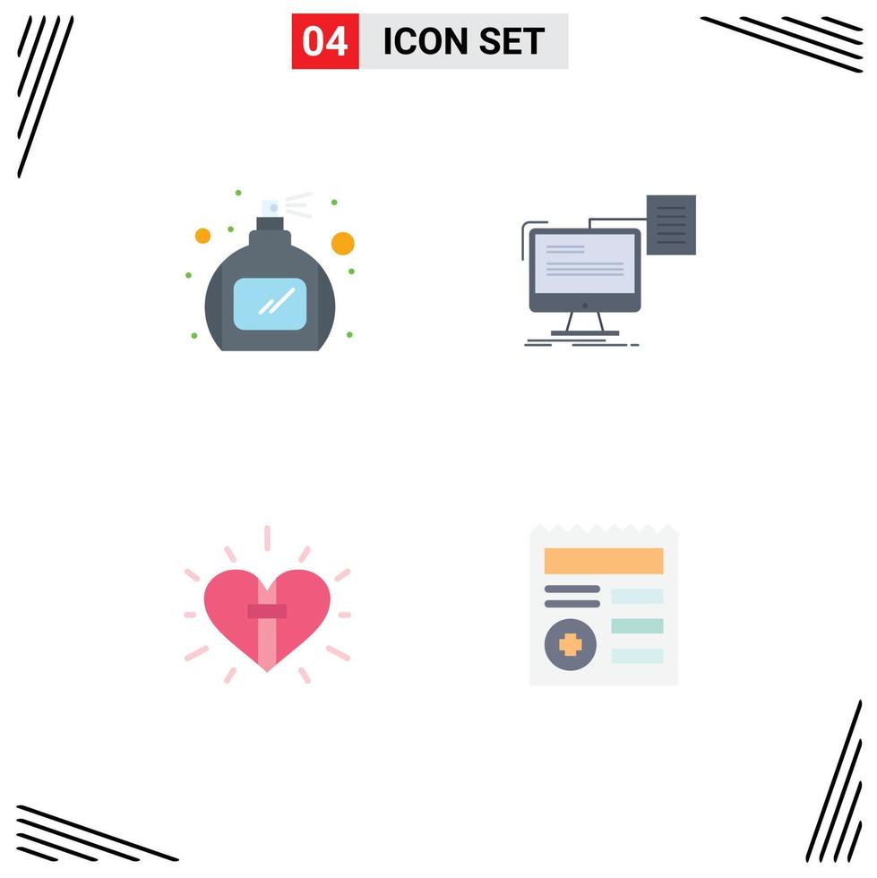paquete de 4 iconos planos creativos de corazón de botella currículum cv elementos de diseño vectorial editables cristianos vector