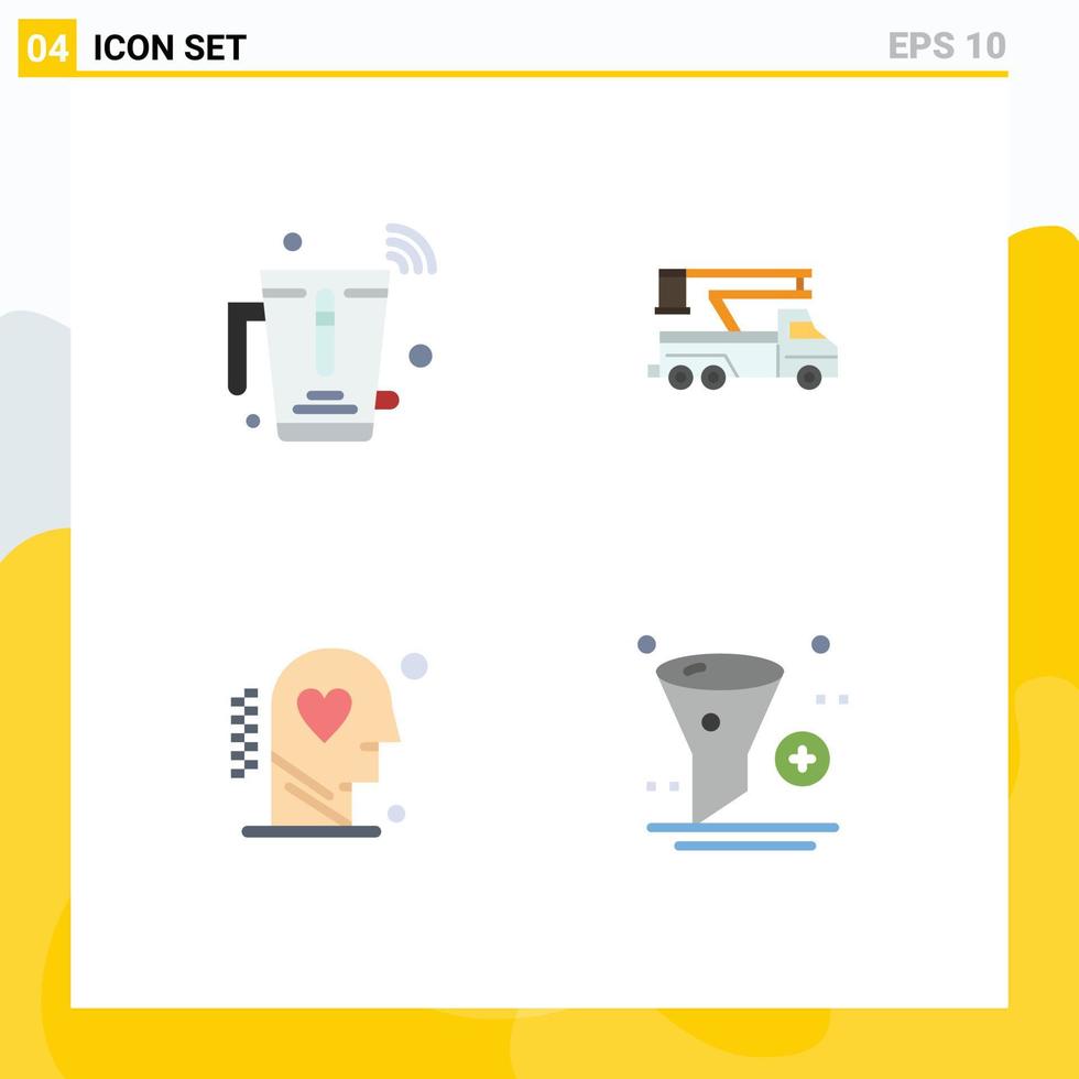 Universal Icon Symbols Group of 4 Modern Flat Icons of blender transport wifi truck head Editable Vector Design Elements