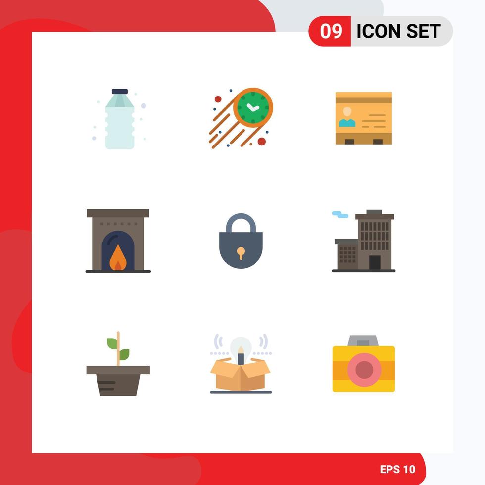 9 Universal Flat Colors Set for Web and Mobile Applications travel hotel id phone office Editable Vector Design Elements