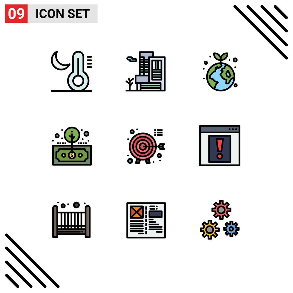 9 Creative Icons Modern Signs and Symbols of darts return earth investment asset Editable Vector Design Elements