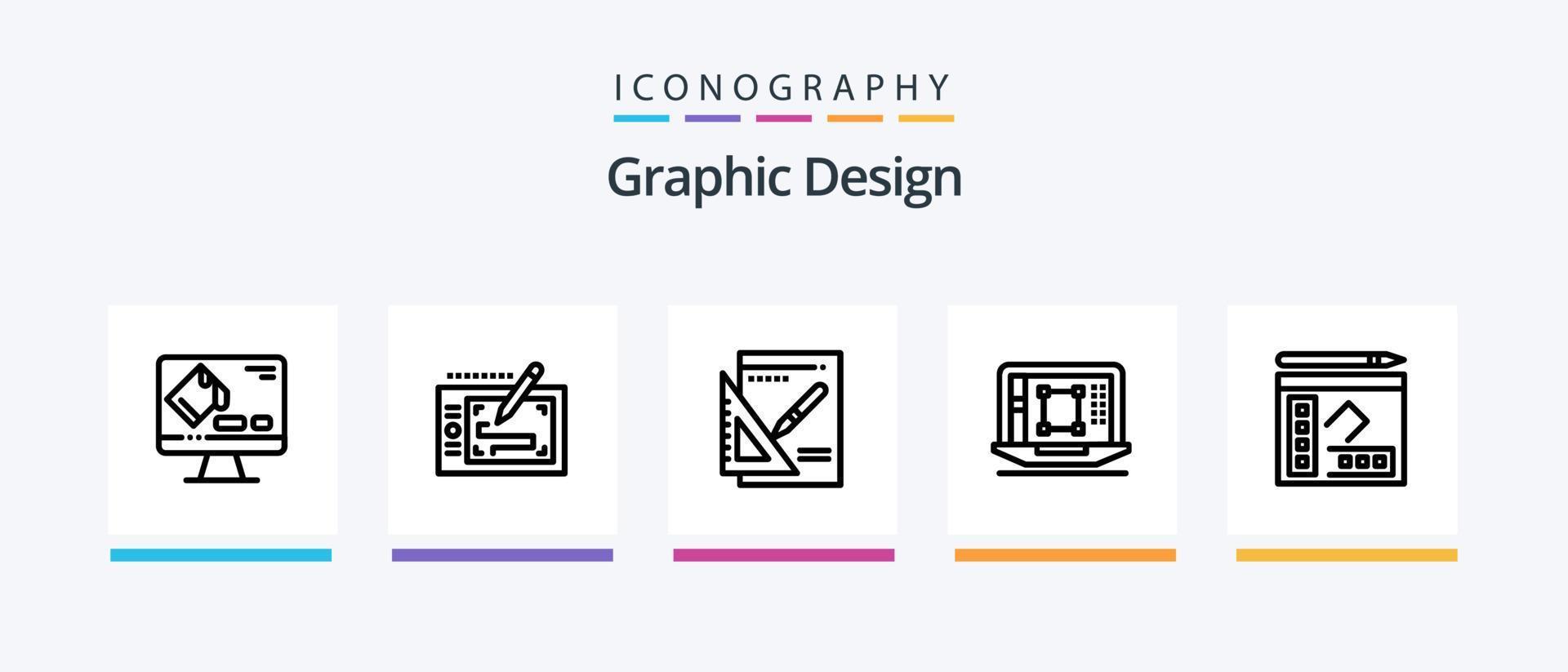 Graphic Design Line 5 Icon Pack Including increase. designing tool. paper. decrease. folder. Creative Icons Design vector