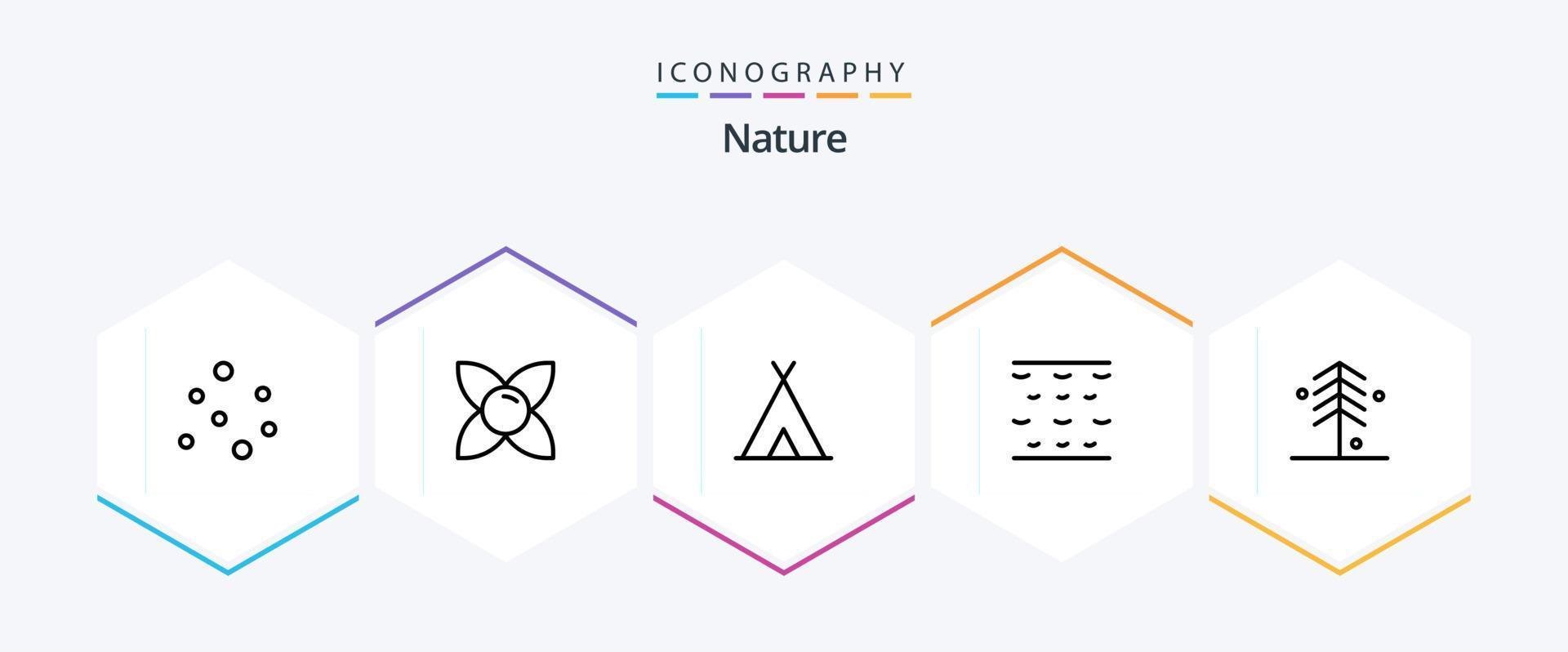 paquete de iconos de 25 líneas de naturaleza que incluye árbol. jardín. naturaleza. bosque. agua vector