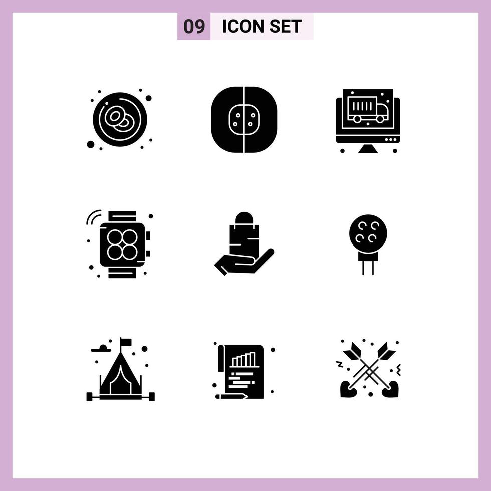 Stock Vector Icon Pack of 9 Line Signs and Symbols for ecommerce gym chemistry watch economy Editable Vector Design Elements