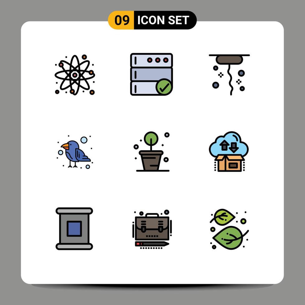 9 Creative Icons Modern Signs and Symbols of potted plant gardening corkscrew wild parrot Editable Vector Design Elements