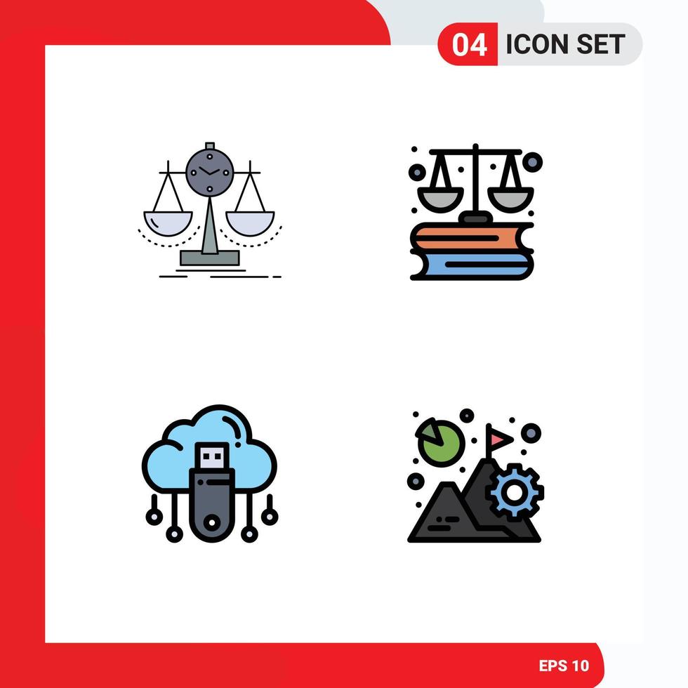 Stock Vector Icon Pack of 4 Line Signs and Symbols for balanced usb scorecard finance online Editable Vector Design Elements