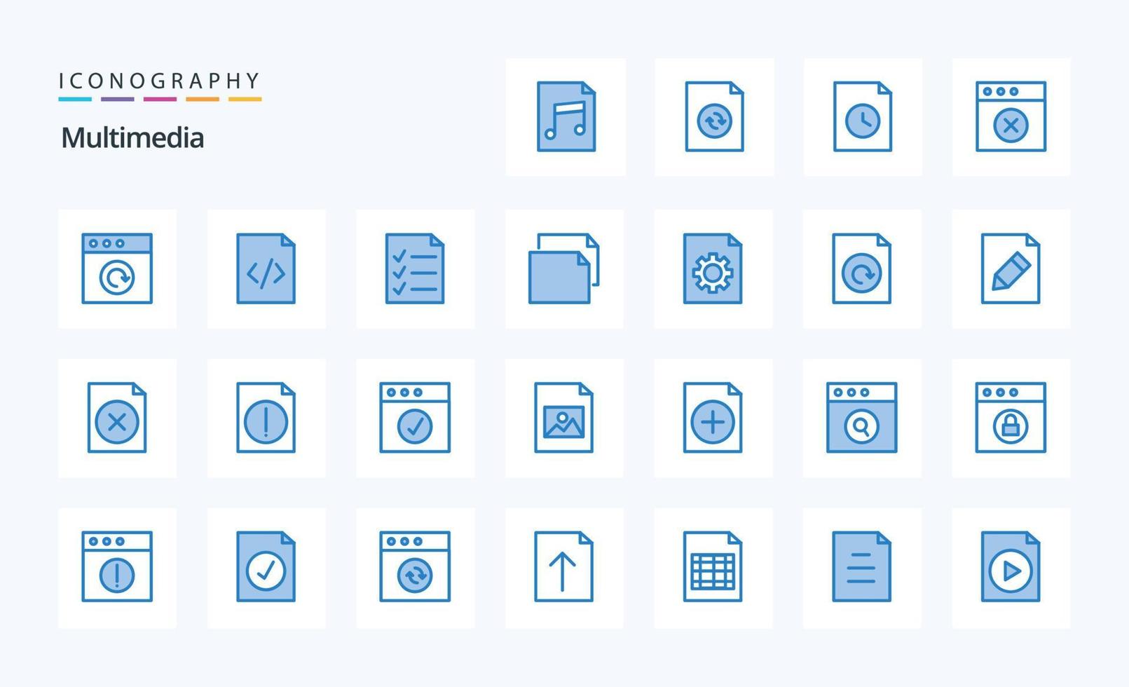 25 Multimedia Blue icon pack vector