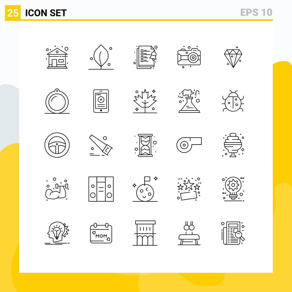 Set of 25 Commercial Lines pack for decor sucess tasks crystal camera Editable Vector Design Elements