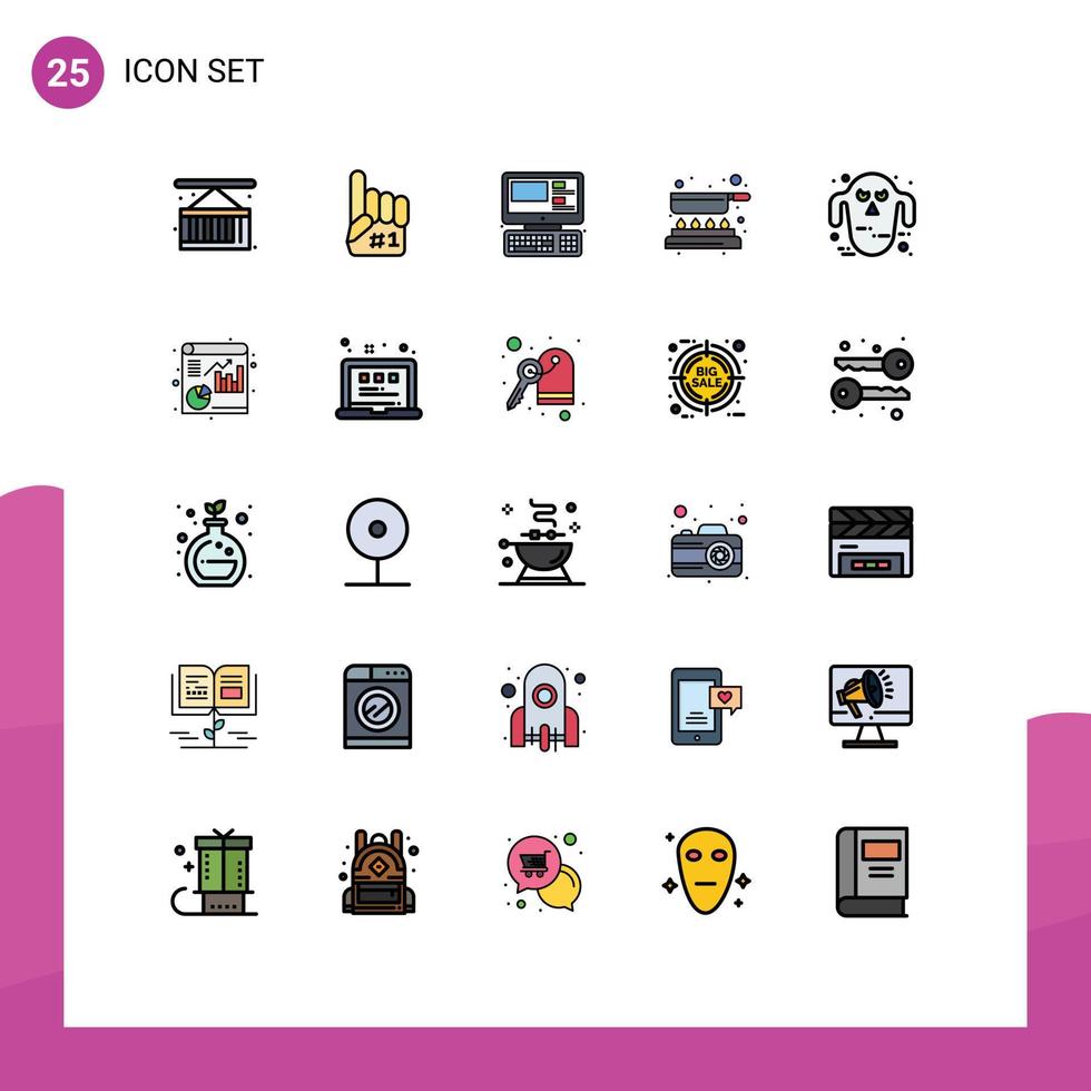 25 Creative Icons Modern Signs and Symbols of ghoul fry computer pan cook Editable Vector Design Elements