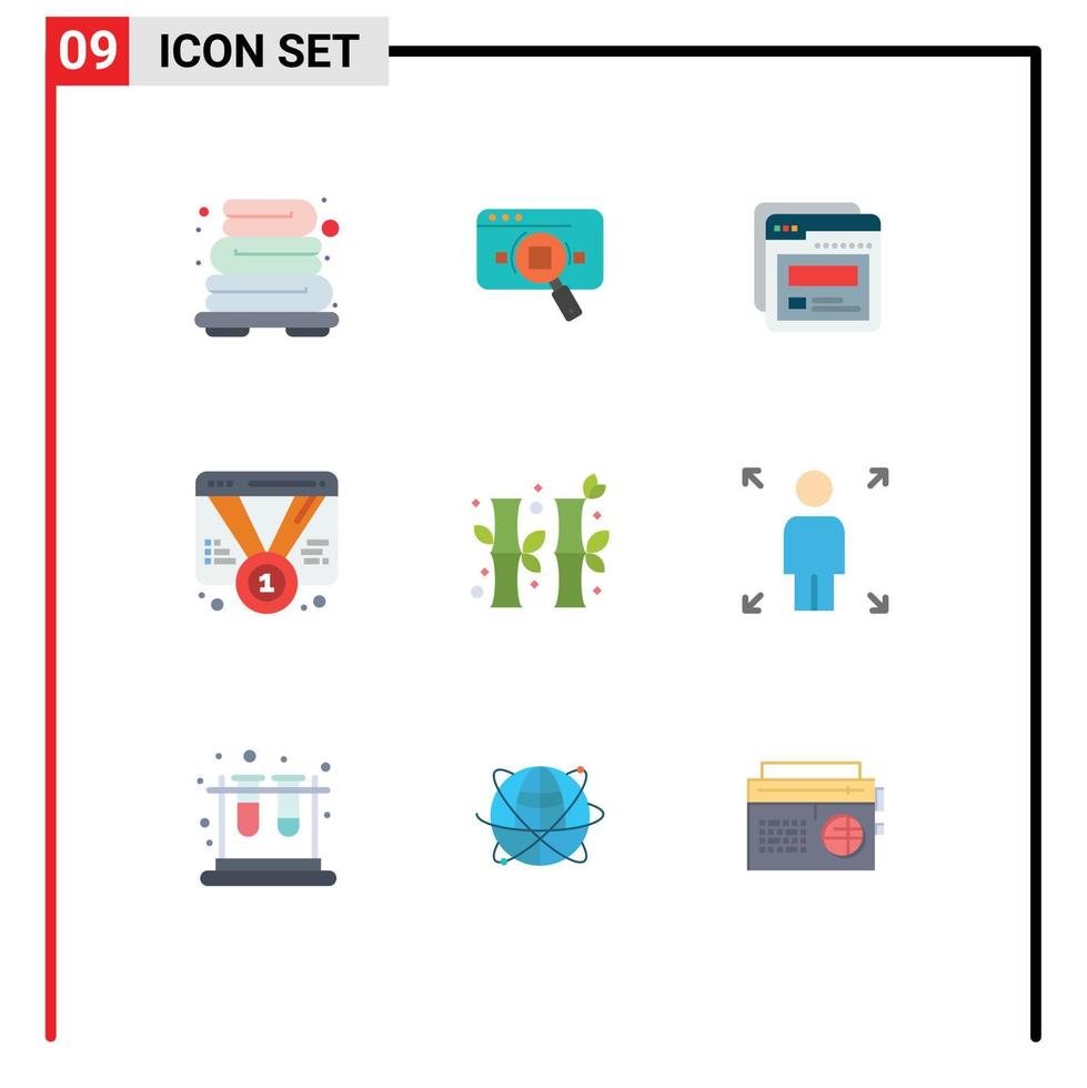 9 User Interface Flat Color Pack of modern Signs and Symbols of web favorite search badge web Editable Vector Design Elements