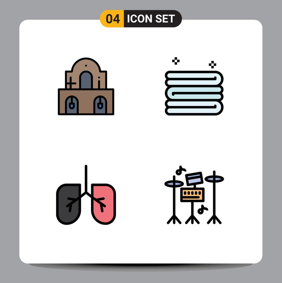 4 Creative Icons Modern Signs and Symbols of building drum easter towel music Editable Vector Design Elements
