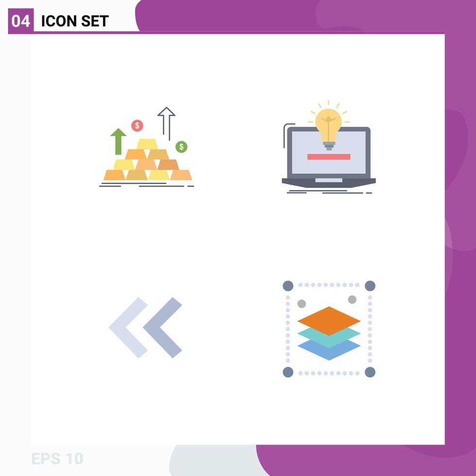 Group of 4 Modern Flat Icons Set for gold solution money solution arrows Editable Vector Design Elements