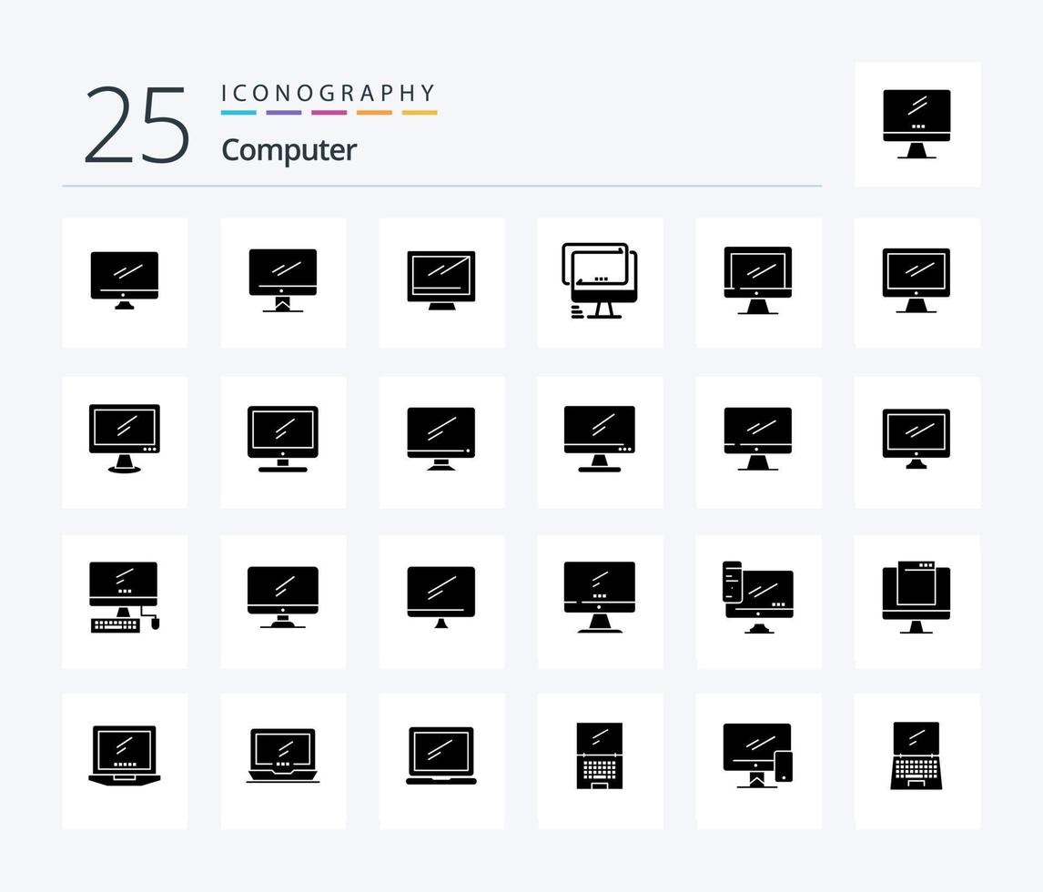 Computer 25 Solid Glyph icon pack including device. computer. pc. popup. device vector