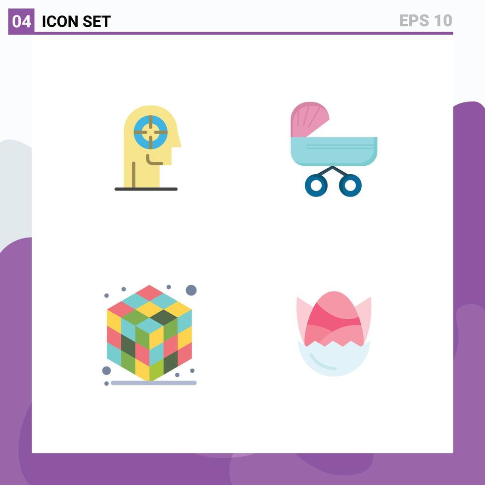 Set of 4 Modern UI Icons Symbols Signs for arrow stroller head baby gadget Editable Vector Design Elements