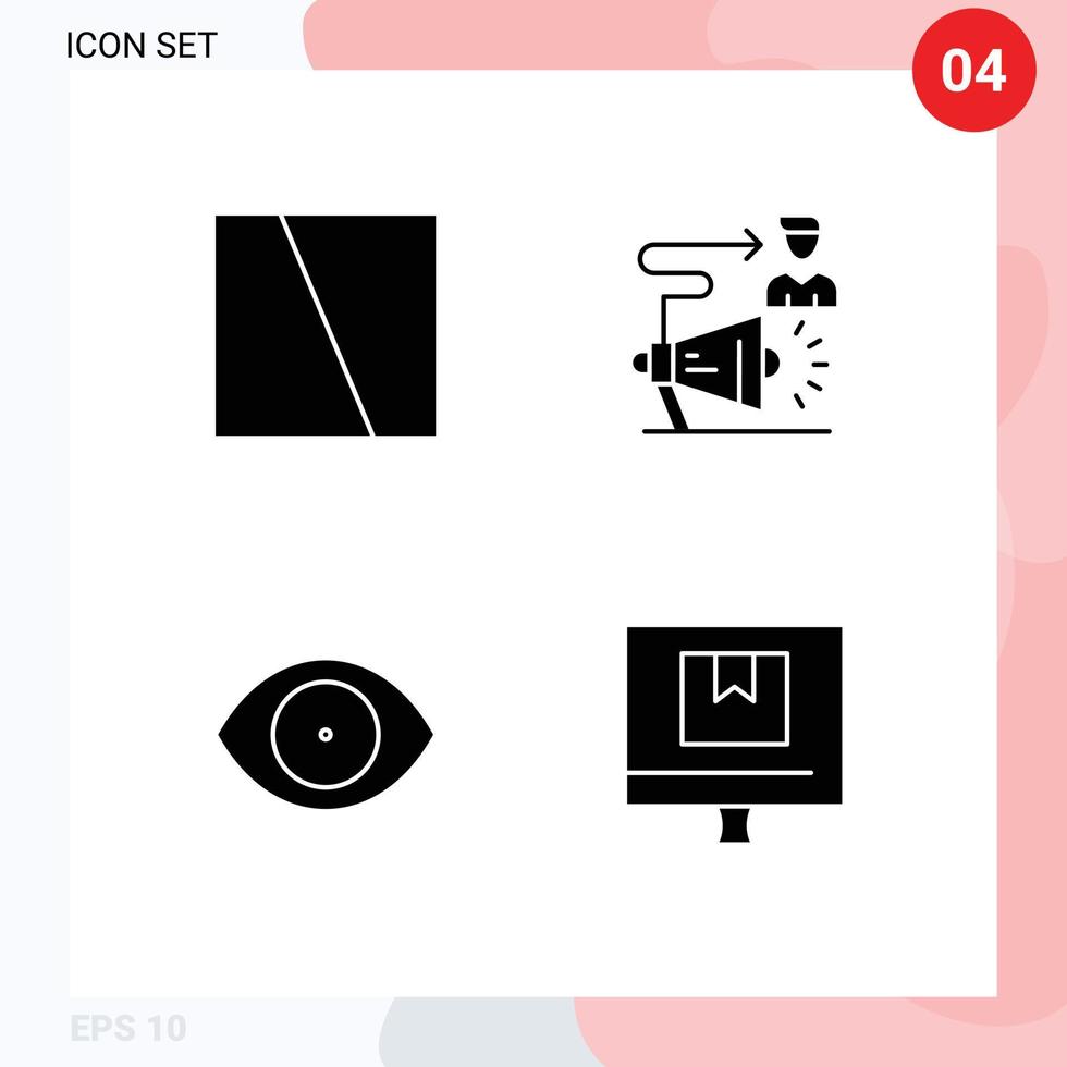 Set of 4 Commercial Solid Glyphs pack for collage eye layout user human Editable Vector Design Elements