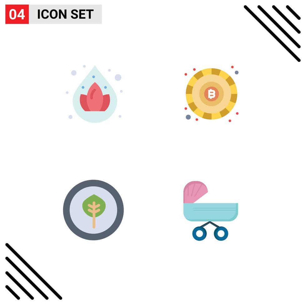 Group of 4 Modern Flat Icons Set for water trolly blockchain bio kids Editable Vector Design Elements