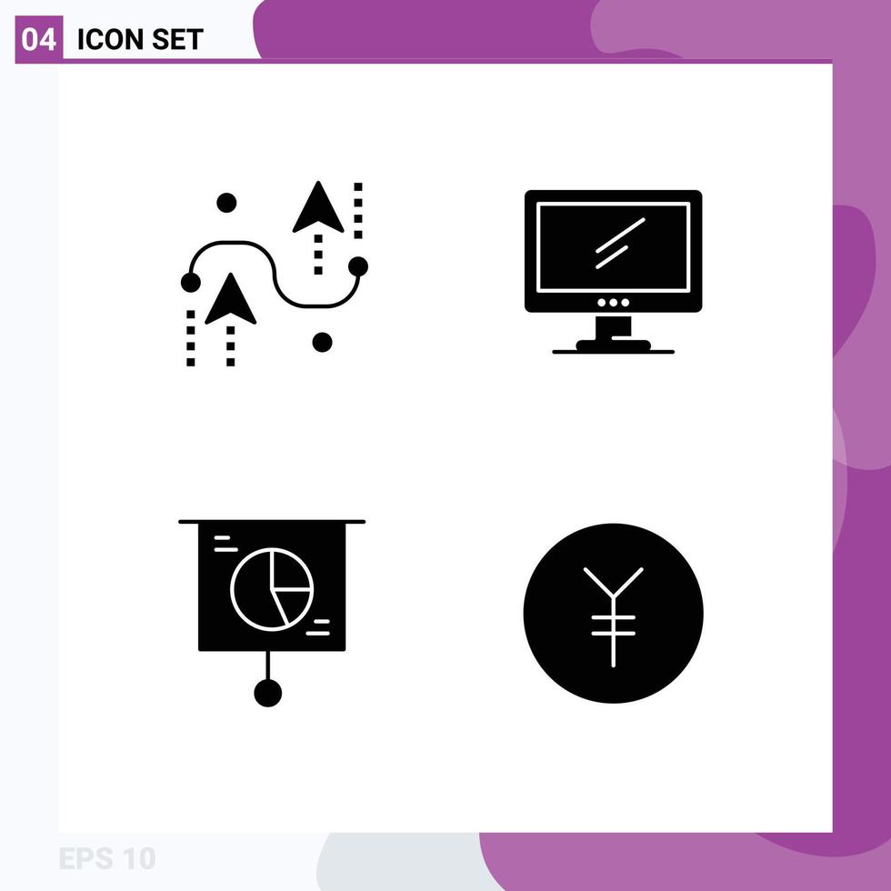 Stock Vector Icon Pack of 4 Line Signs and Symbols for coding pc development monitor chart Editable Vector Design Elements