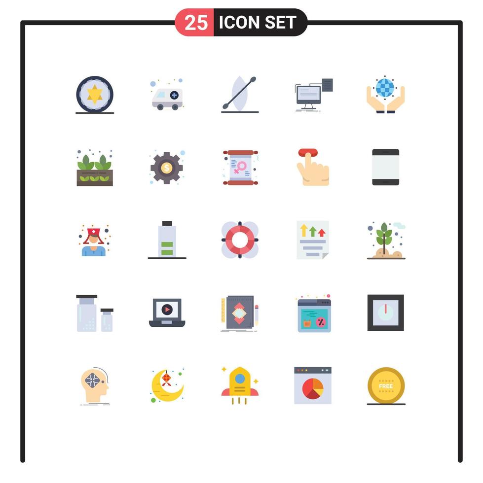 Modern Set of 25 Flat Colors and symbols such as save the world green boat document print Editable Vector Design Elements
