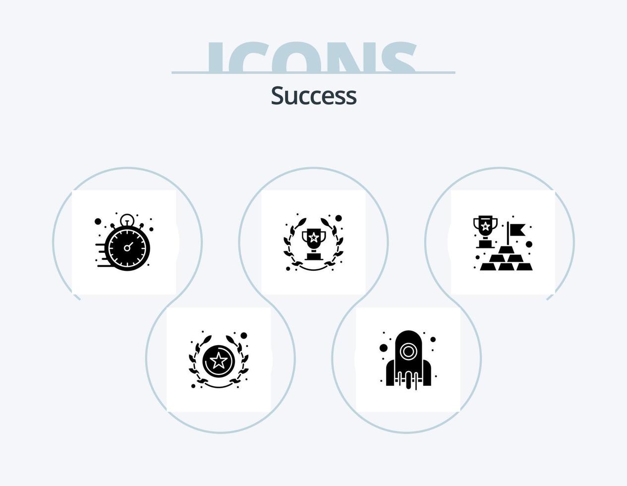 Sucess Glyph Icon Pack 5 Icon Design. reward. laurel wheat. clock. awards. time work vector