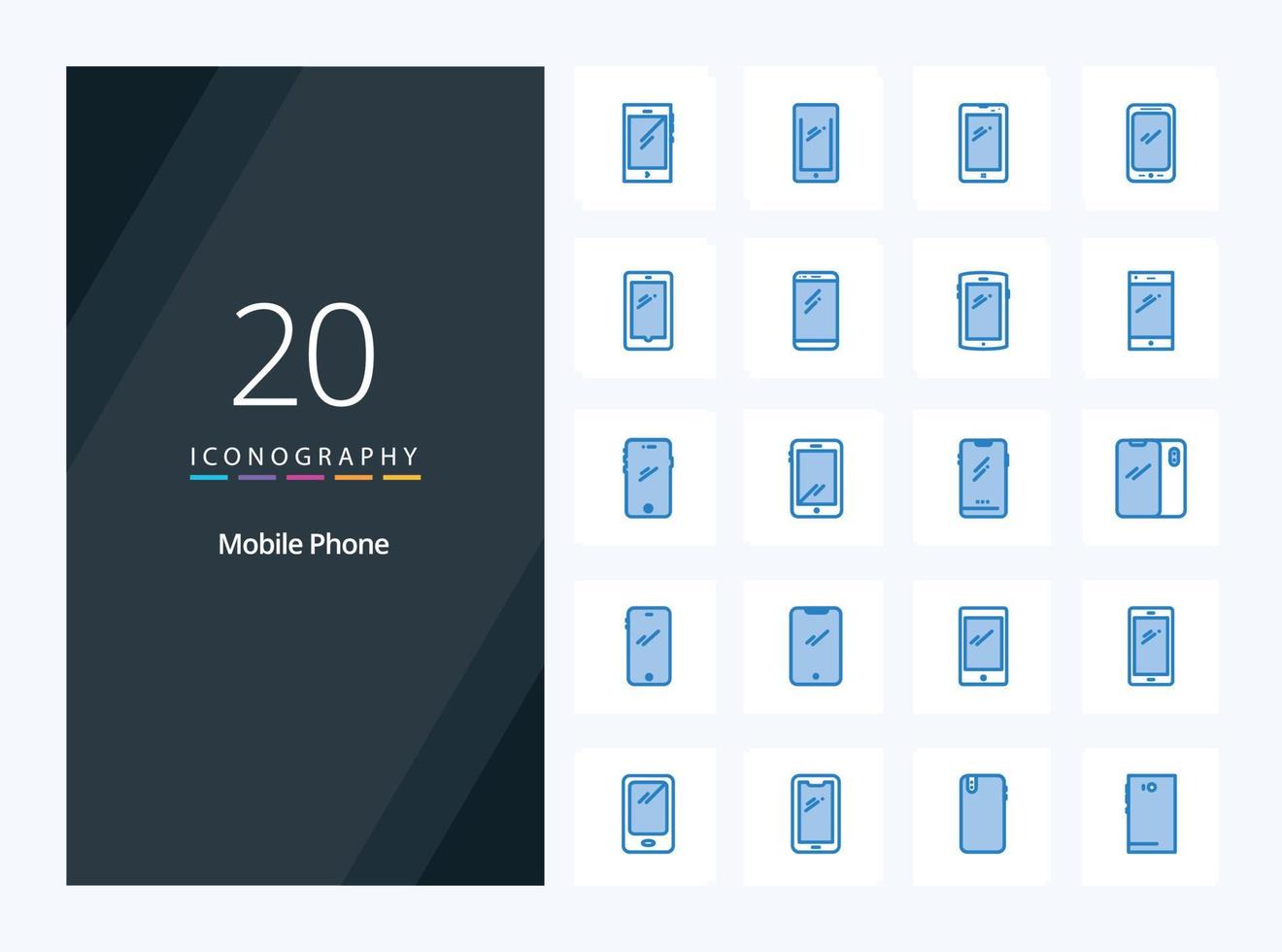 20 Mobile Phone Blue Color icon for presentation vector