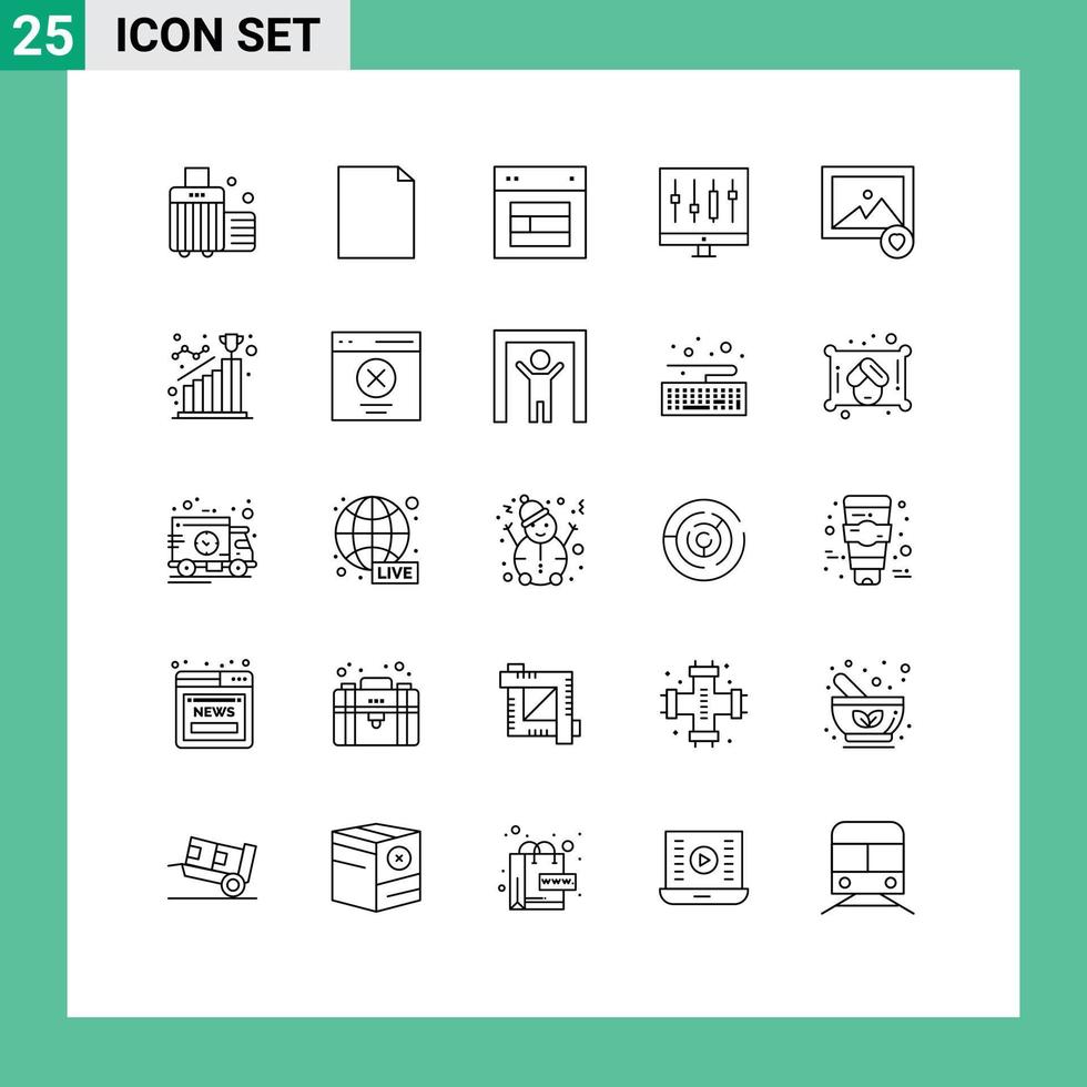Line Pack of 25 Universal Symbols of favorite graph layout data analytics Editable Vector Design Elements