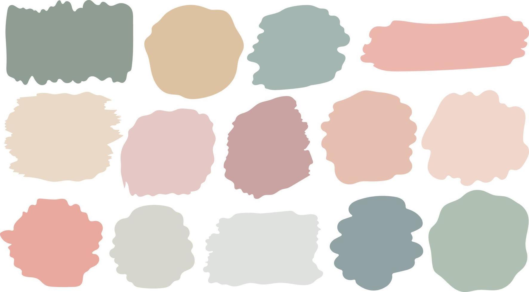 Set of brush stroke, pastel colors abstract illustration isolated on white background vector