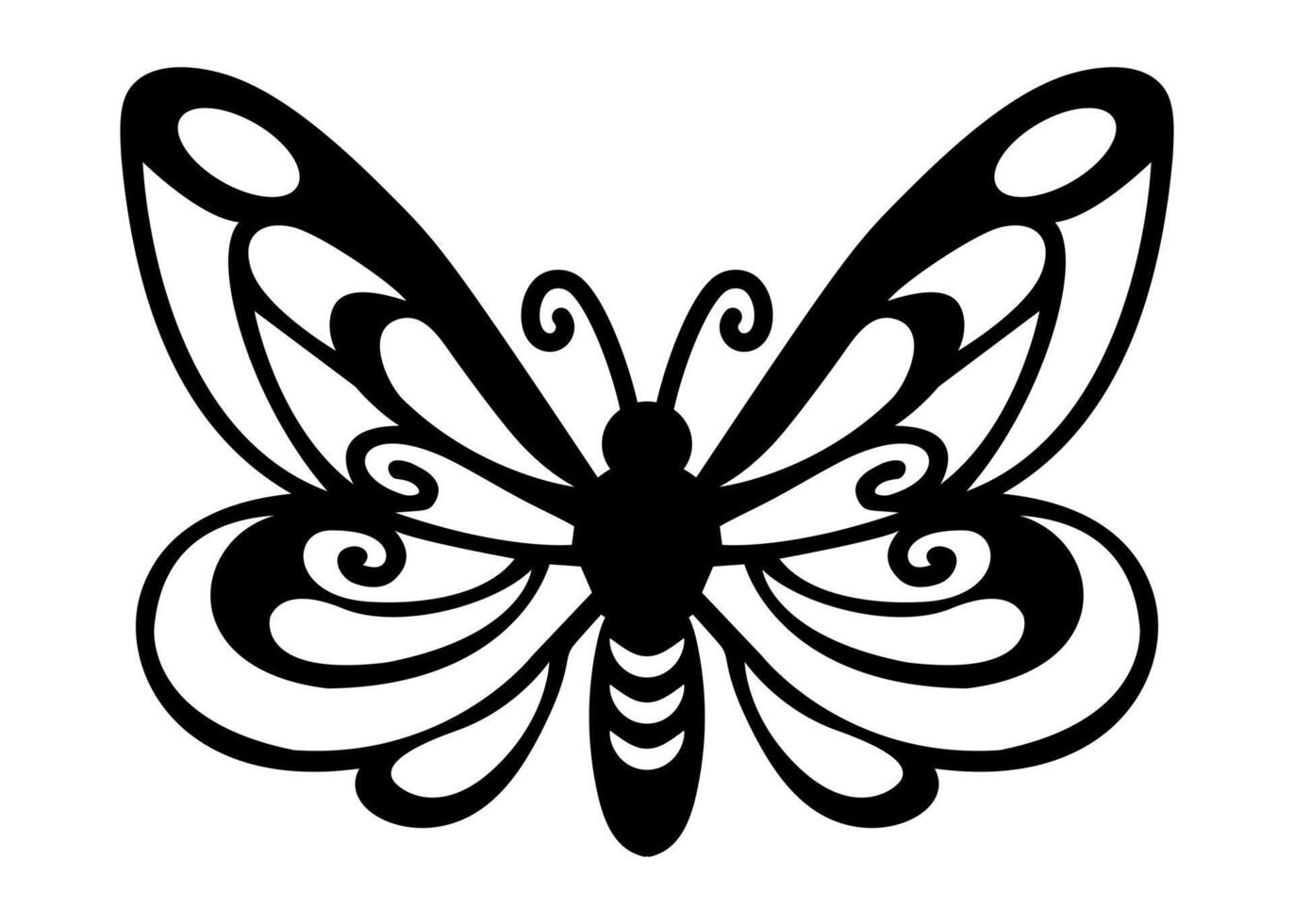 Butterfly outline, simple draw, vector illustration isolated on white background