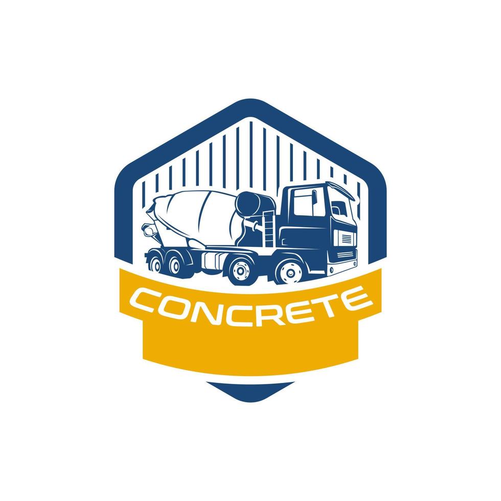 concrete mixer truck, construction vehicle illustration logo vector. vector