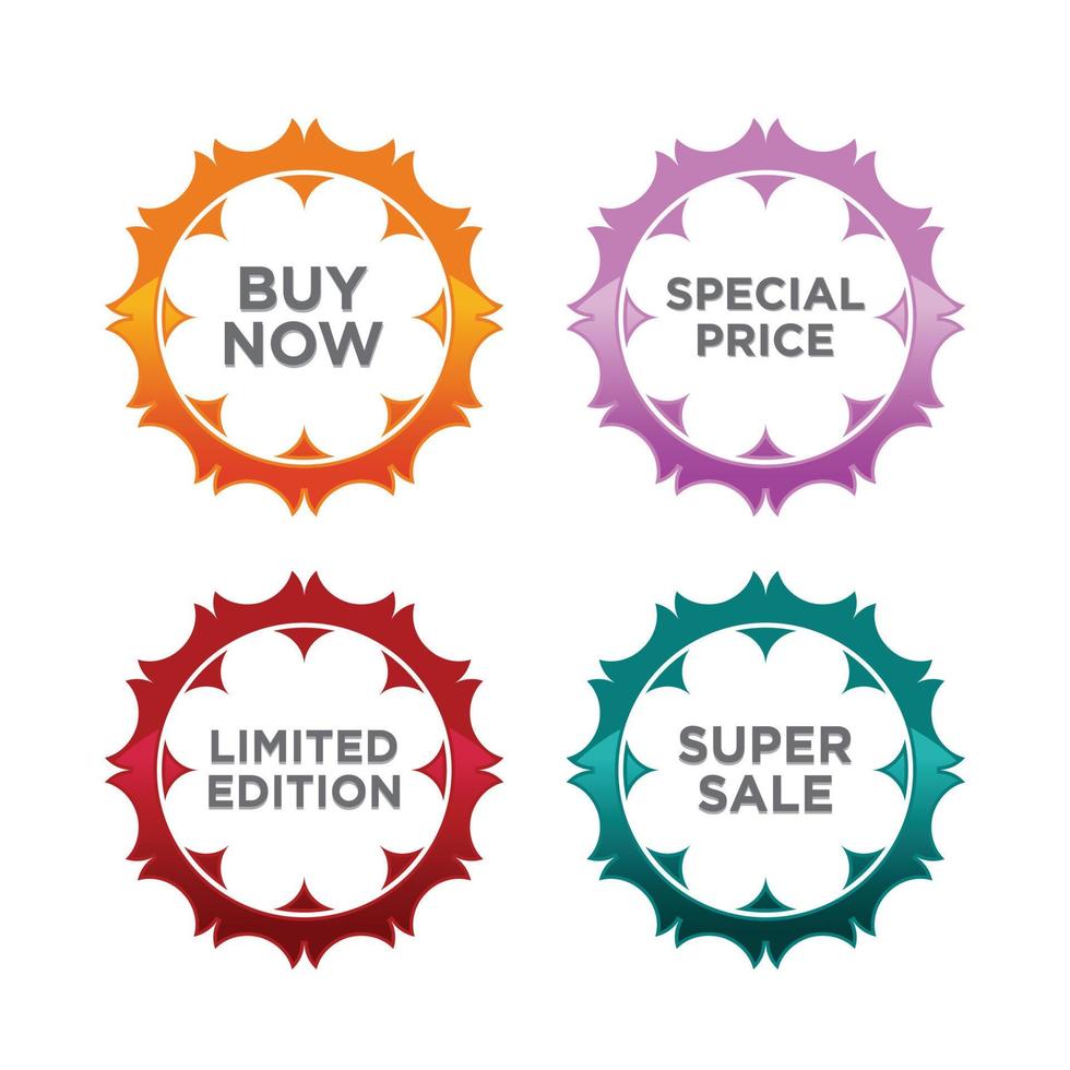 Sale badges. Discount price tag sticker, vivid advertising offer and sales wow badge vector