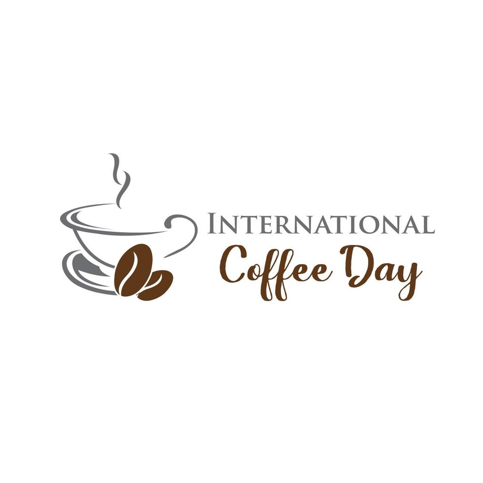 Logotipo del día internacional del café del 1 de octubre. ilustración vectorial del icono del logotipo del día mundial del café sobre fondo blanco.mapa mundial en taza de café. vector