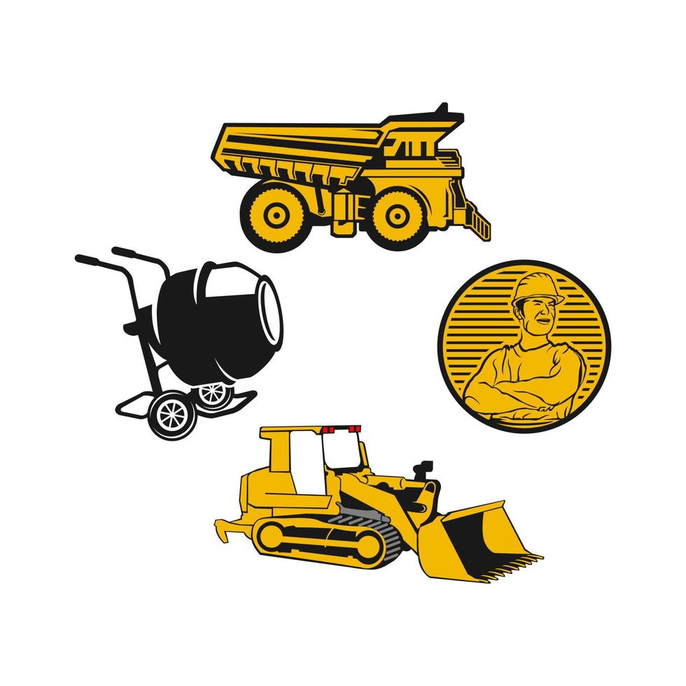 Vector toy construction machinery , lets build inscription. Construction truck illustration