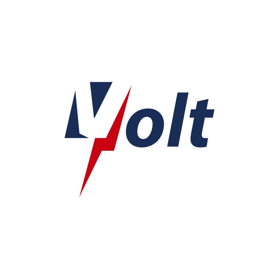 Word VOLT with the letter V in the form of lightning. Inscription - ELECTRICIAN SERVICES. Vector illustration.