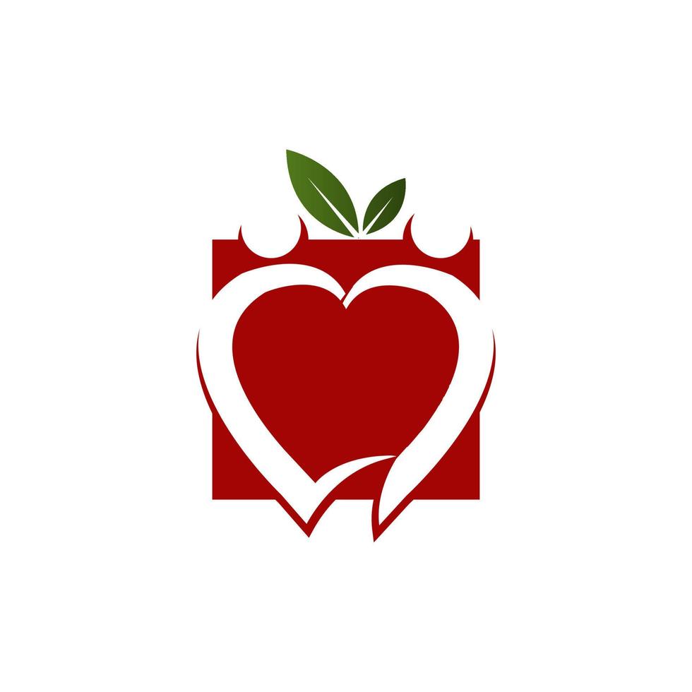 elementos de plantilla de diseño de icono de logotipo de símbolo de corazón y hojas. puede usarse en diseño médico, de citas, de San Valentín y de bodas vector