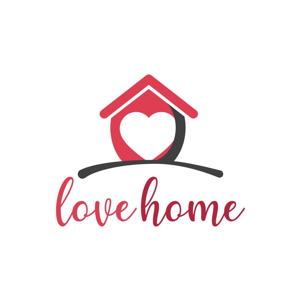 Simple icon of house with heart shape within. House line art shape. Vector symbol logo template easy to edit.