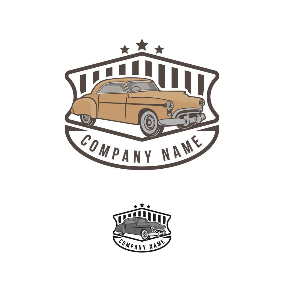 plantilla de coche clásico con estilo vintage, ilustración de stock de coche retro vector