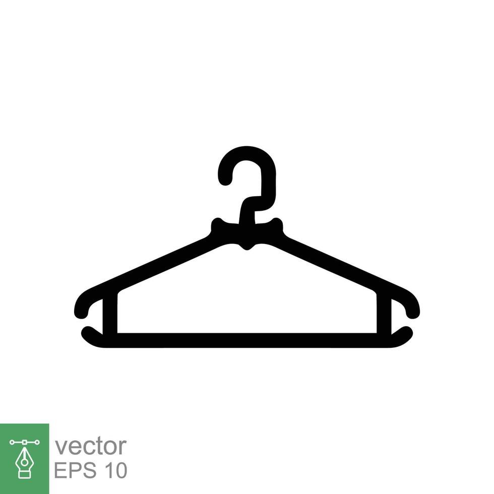 Hanger icon. Wardrobe, hanger with hook for cloth, coat, suit, dress. Rack equipment, cloakroom. Simple flat style. Vector illustration isolated on white background. EPS 10.