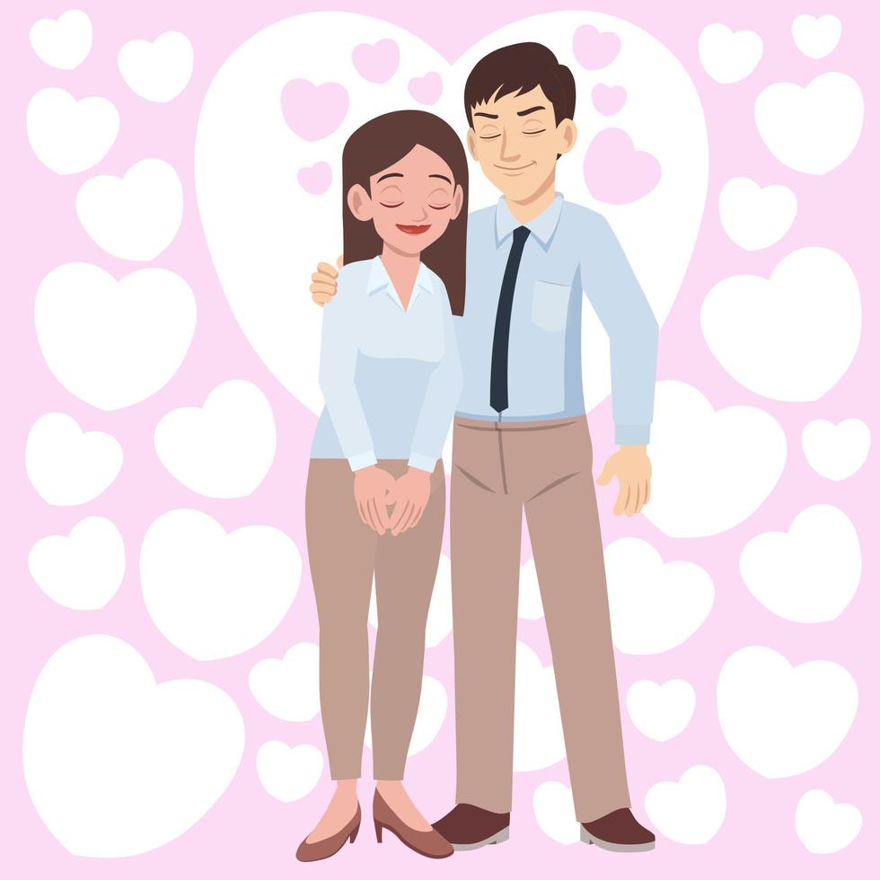 young couple embracing in love vector