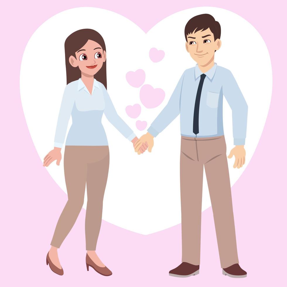 young couple holding hands in love vector