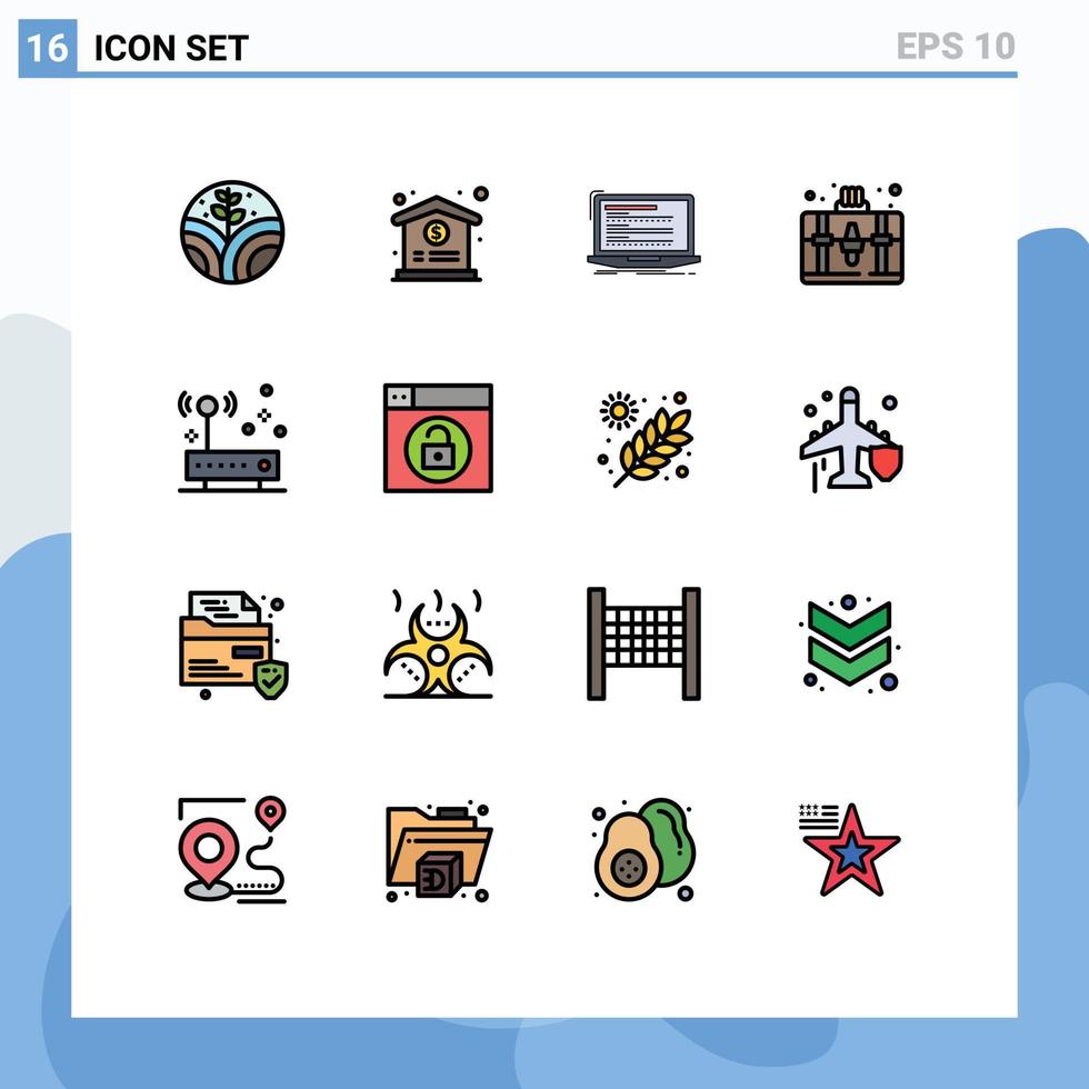 paquete de iconos de vector de stock de 16 signos y símbolos de línea para conexión a internet bolsa de hobby de computadora elementos de diseño de vector creativo editable