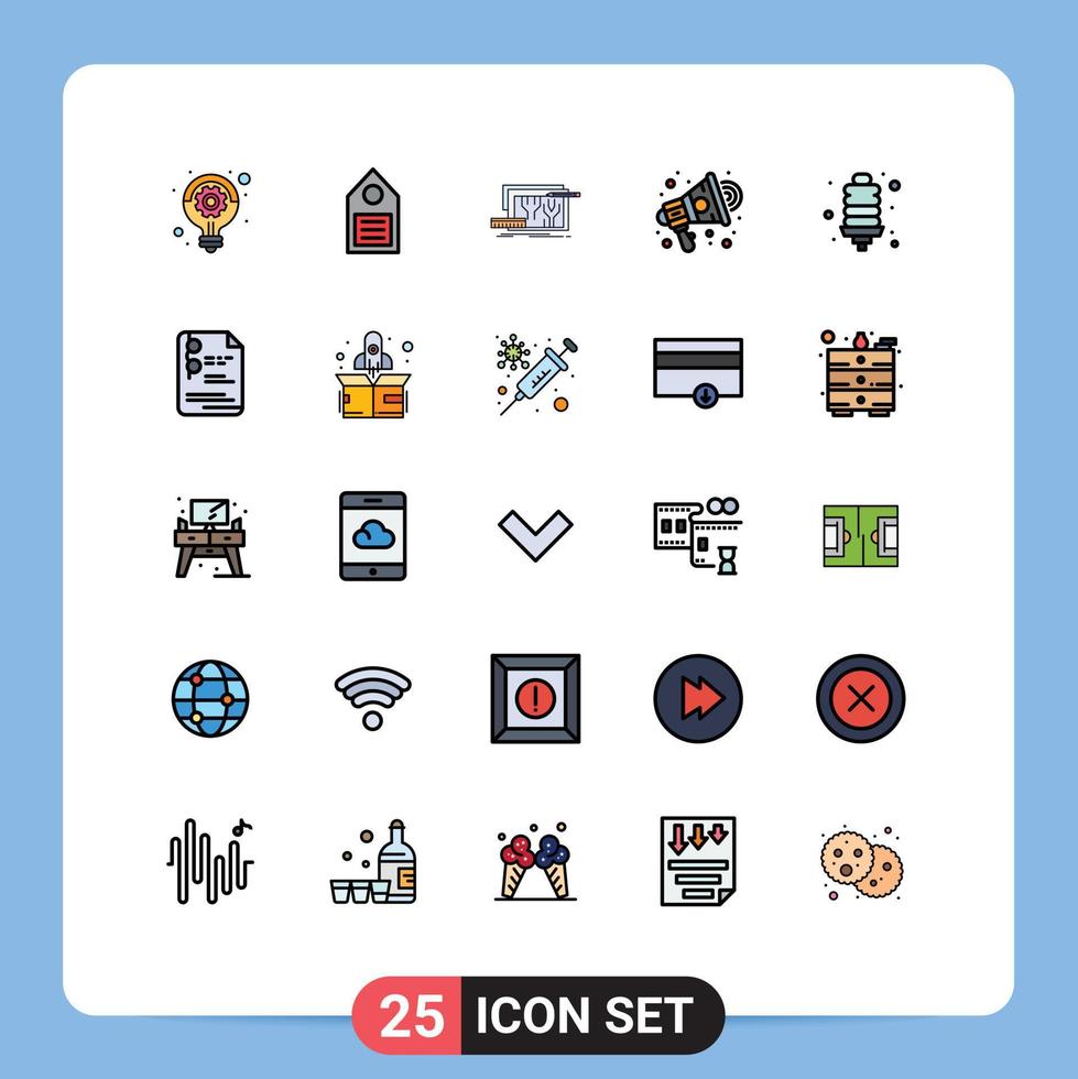 Group of 25 Filled line Flat Colors Signs and Symbols for speaker advertisement label ads design Editable Vector Design Elements