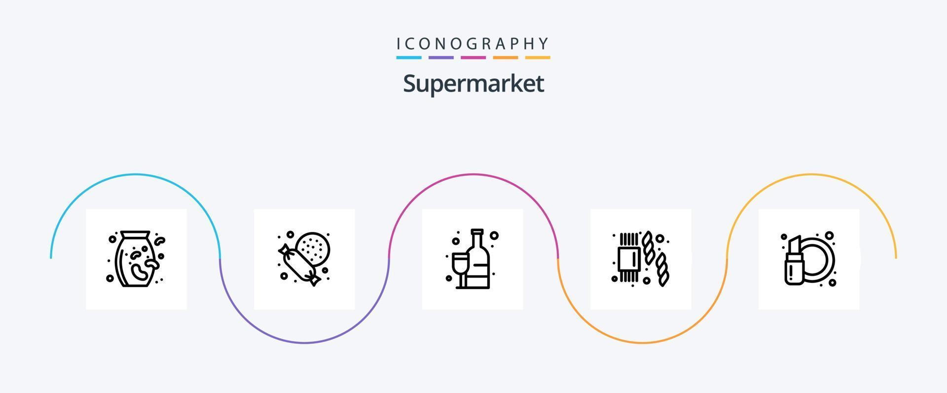 Supermarket Line 5 Icon Pack Including . cosmetics. alcoholic. cosmetic. pasta vector