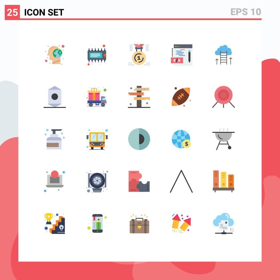 Editable Vector Line Pack of 25 Simple Flat Colors of career path programming ic coding first Editable Vector Design Elements