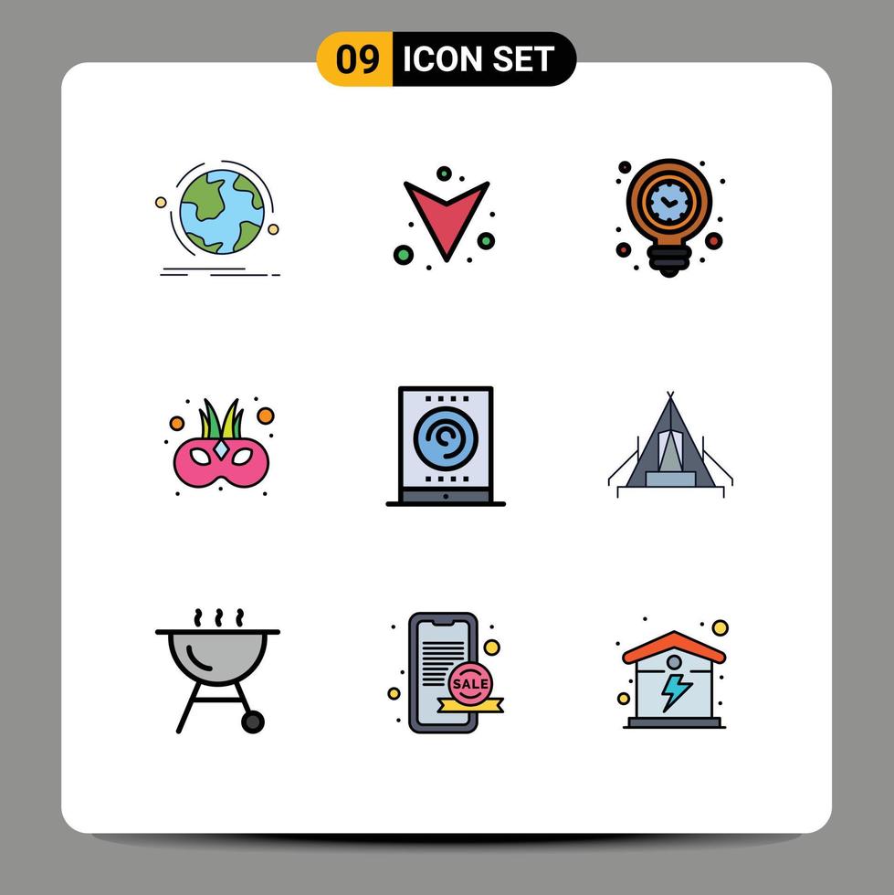 9 Creative Icons Modern Signs and Symbols of office carnival clock entertainment light bulb Editable Vector Design Elements