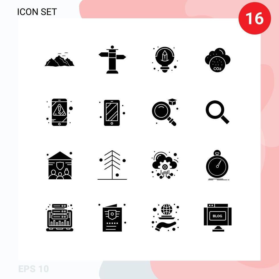 paquete de iconos de vector de stock de 16 signos y símbolos de línea para elementos de diseño de vector editables de contaminación de la industria creativa de alerta móvil