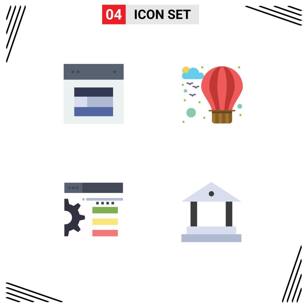 4 Flat Icon concept for Websites Mobile and Apps design setting web balloon bank Editable Vector Design Elements