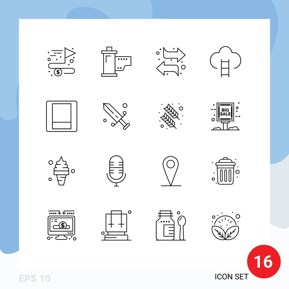 Outline Pack of 16 Universal Symbols of prize game movie badges right Editable Vector Design Elements